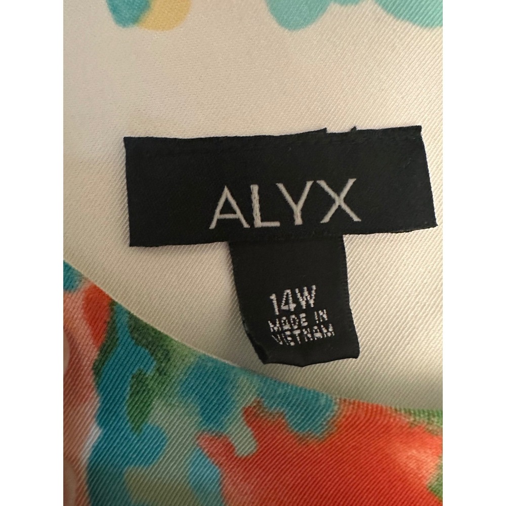ALYX Floral Dress Sleeveless Woman's Size 14W White Tropical Flowers - Picture 3 of 6